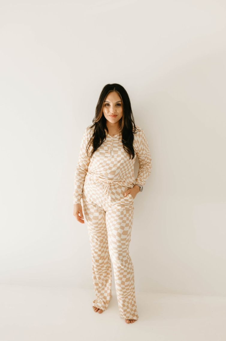 Women's Bamboo Pajamas  | Gold Coast Wavy Checker