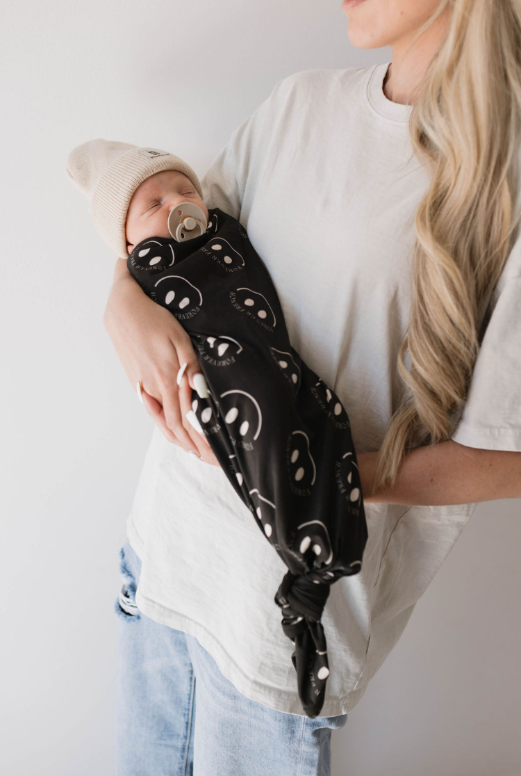 Bamboo Swaddle |  ff Smile Charcoal