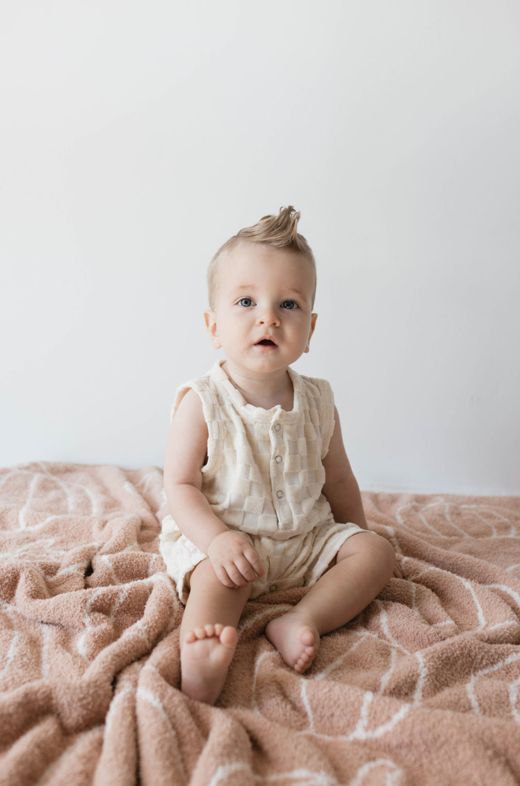 Tank Romper | Cream Checkerboard