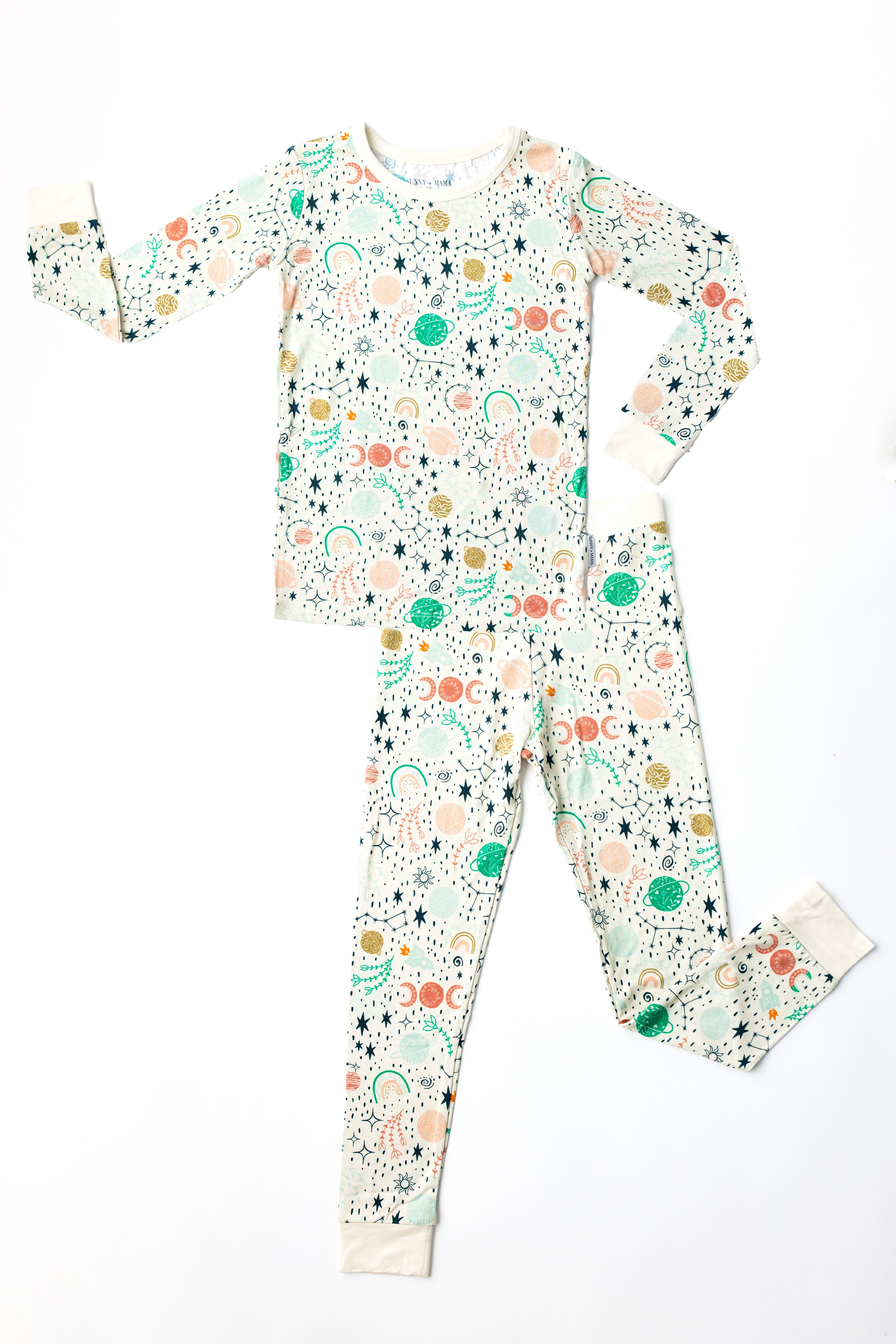 Good Morning Moons Two-Piece Pajama Set Cream