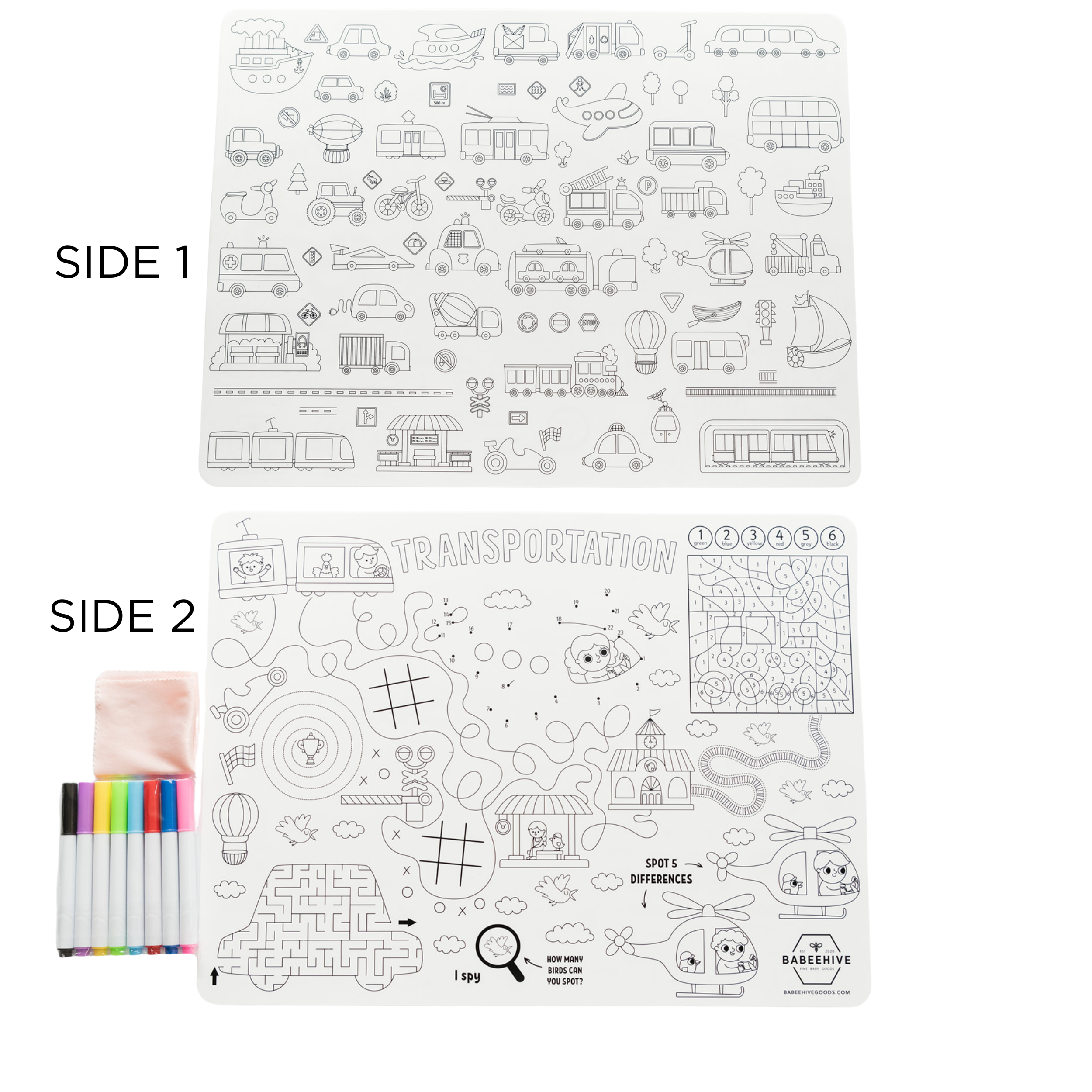 Double Sided Silicone Coloring Placemat