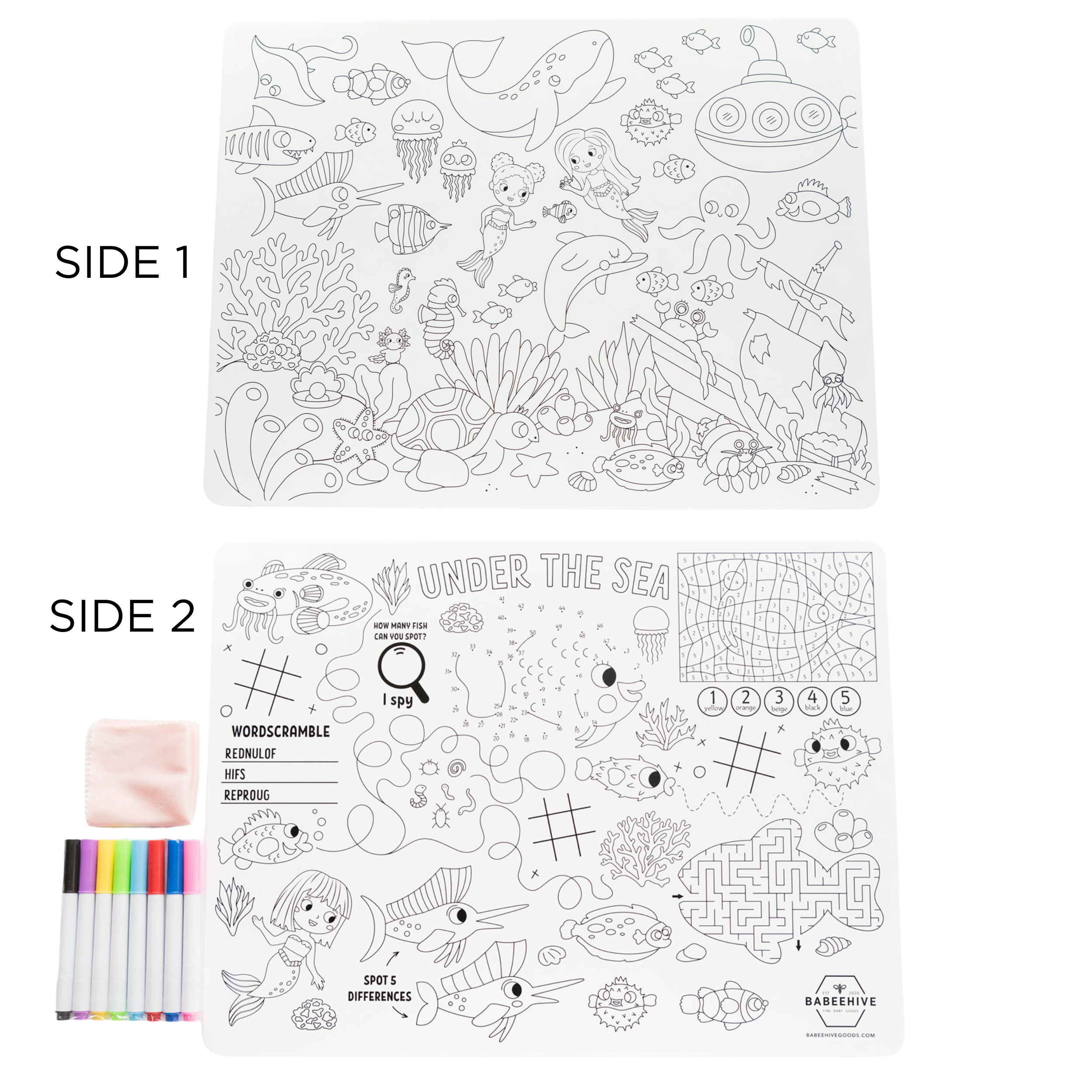 Double Sided Silicone Coloring Placemat