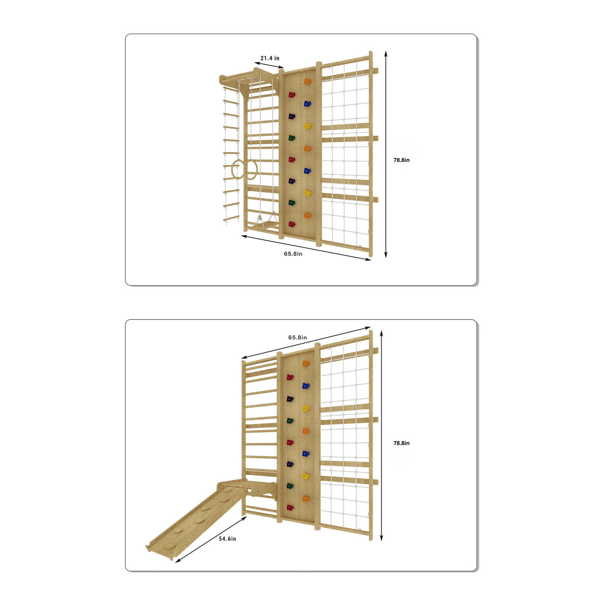 Walnut - 9-in-1 Swedish Ladder Wall Gym and Climber