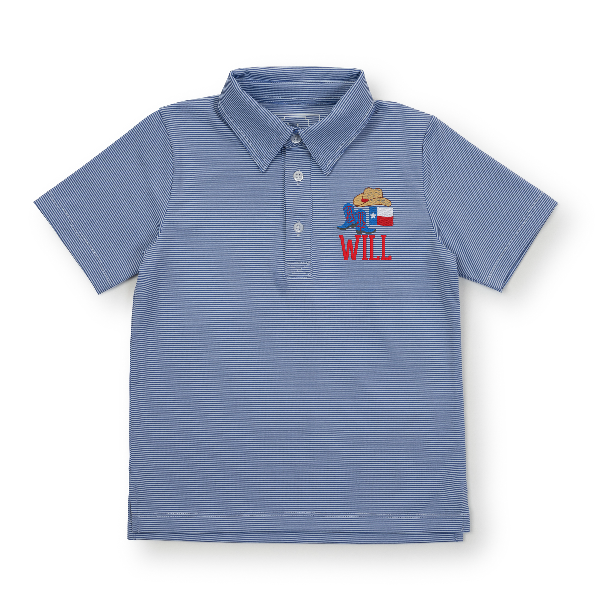 Will Boys' Golf Polo Shirt by LH Sport - Blue Stripes