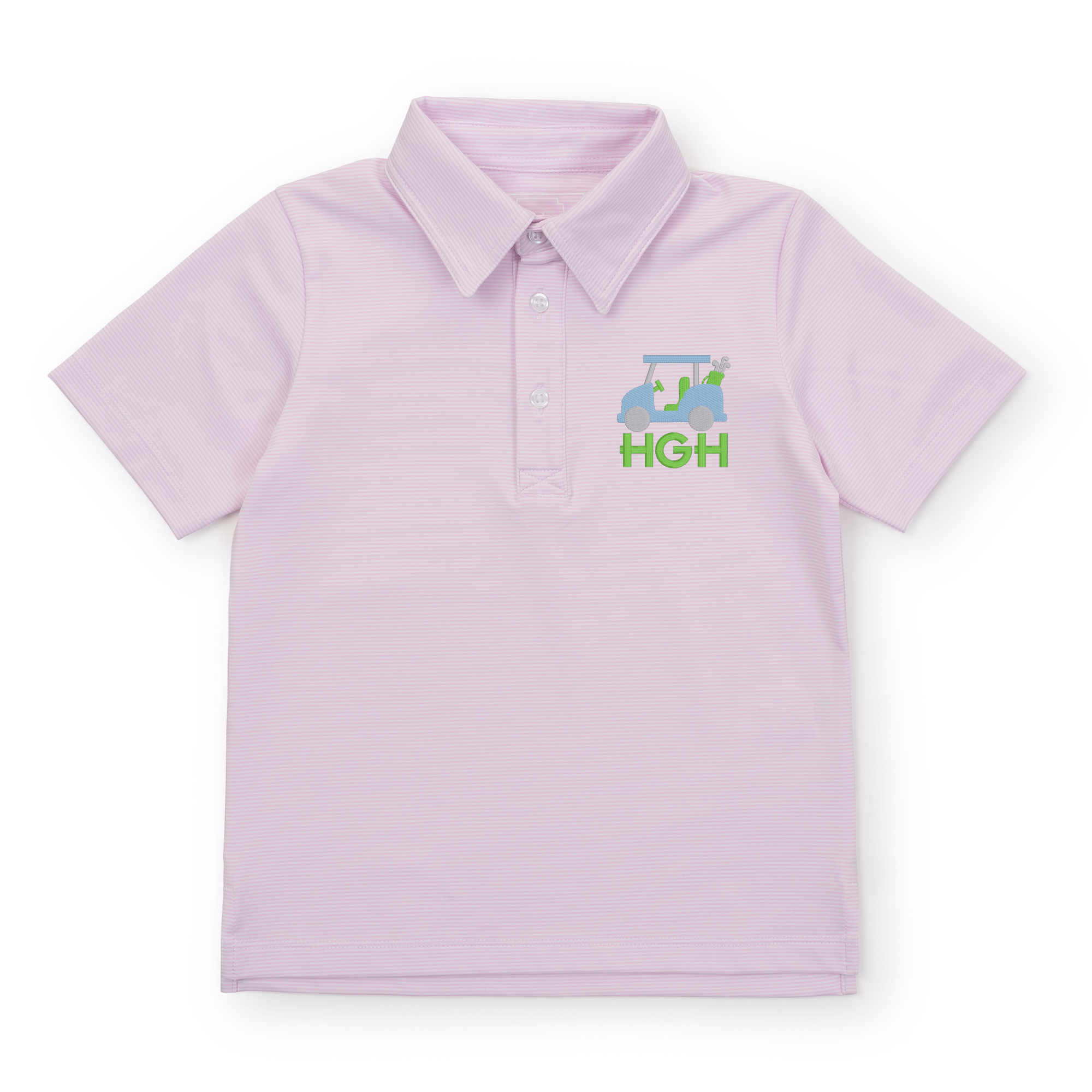 Will Boys' Golf Polo Shirt by LH Sport - Pink Stripes
