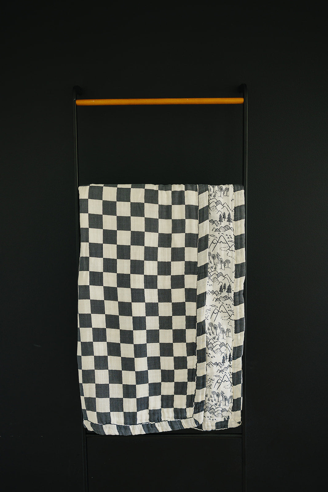 Charcoal Checkered + Summit Muslin Quilt