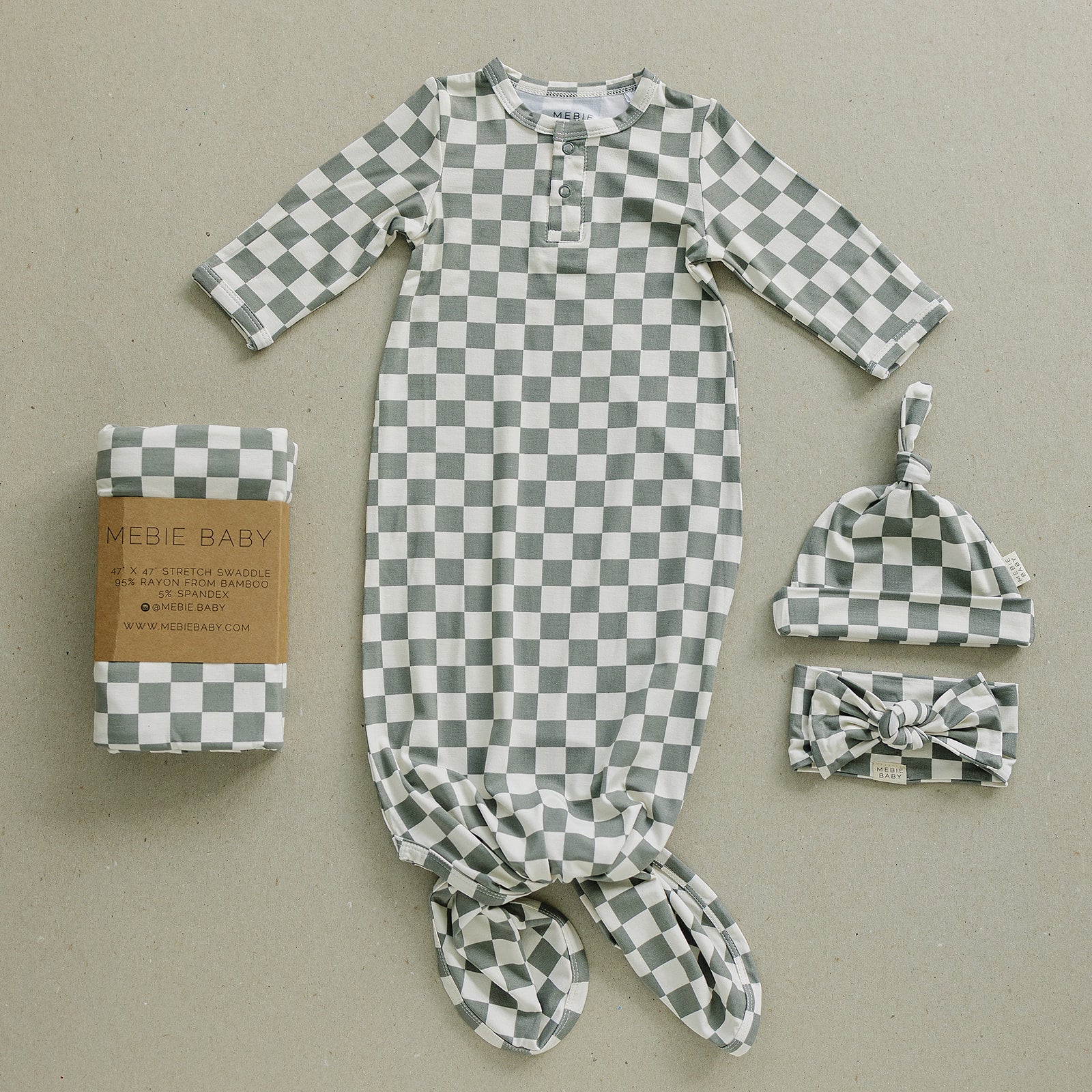 Light Green Checkered Bamboo Stretch Swaddle