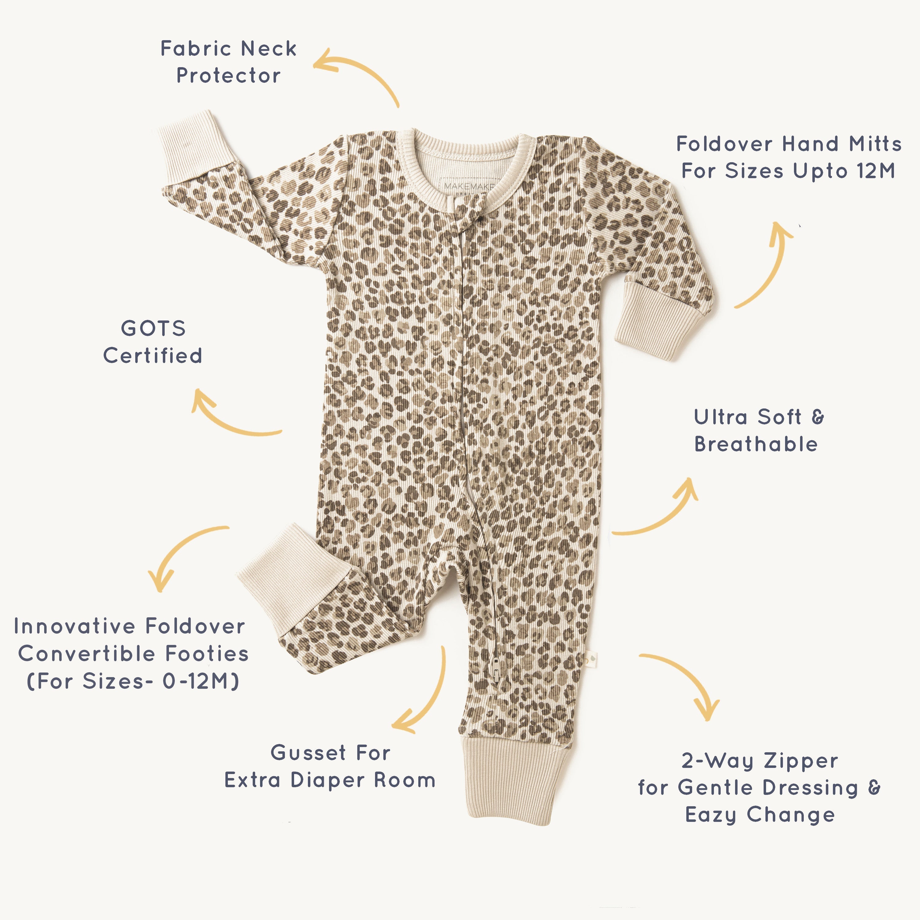 Organic Baby 2-Way Zip Romper - Spotted