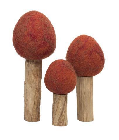 Autumn Red Felt Trees, 3pc - Why and Whale