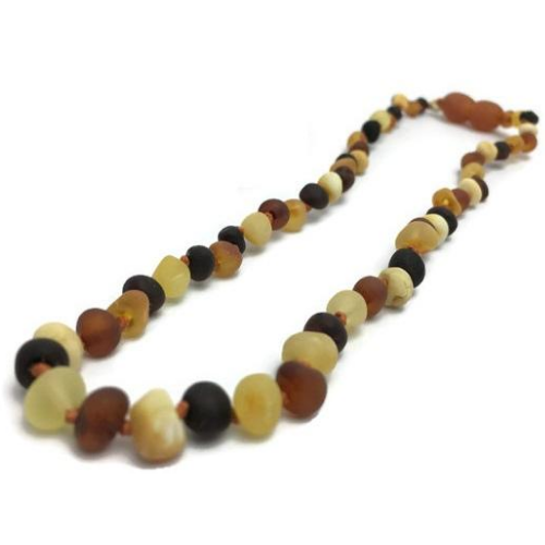 11" Authentic Baltic Amber Teething Necklace Raw Polish Infant Screw Pop Safety