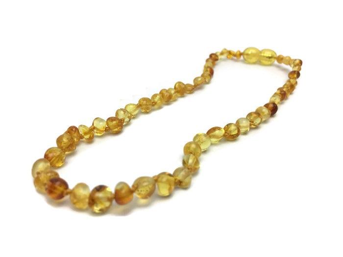 11" Authentic Baltic Amber Teething Necklace Raw Polish Infant Screw Pop Safety