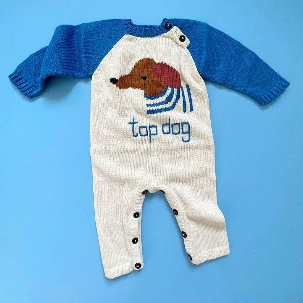 Knit Baby Romper-Top Dog