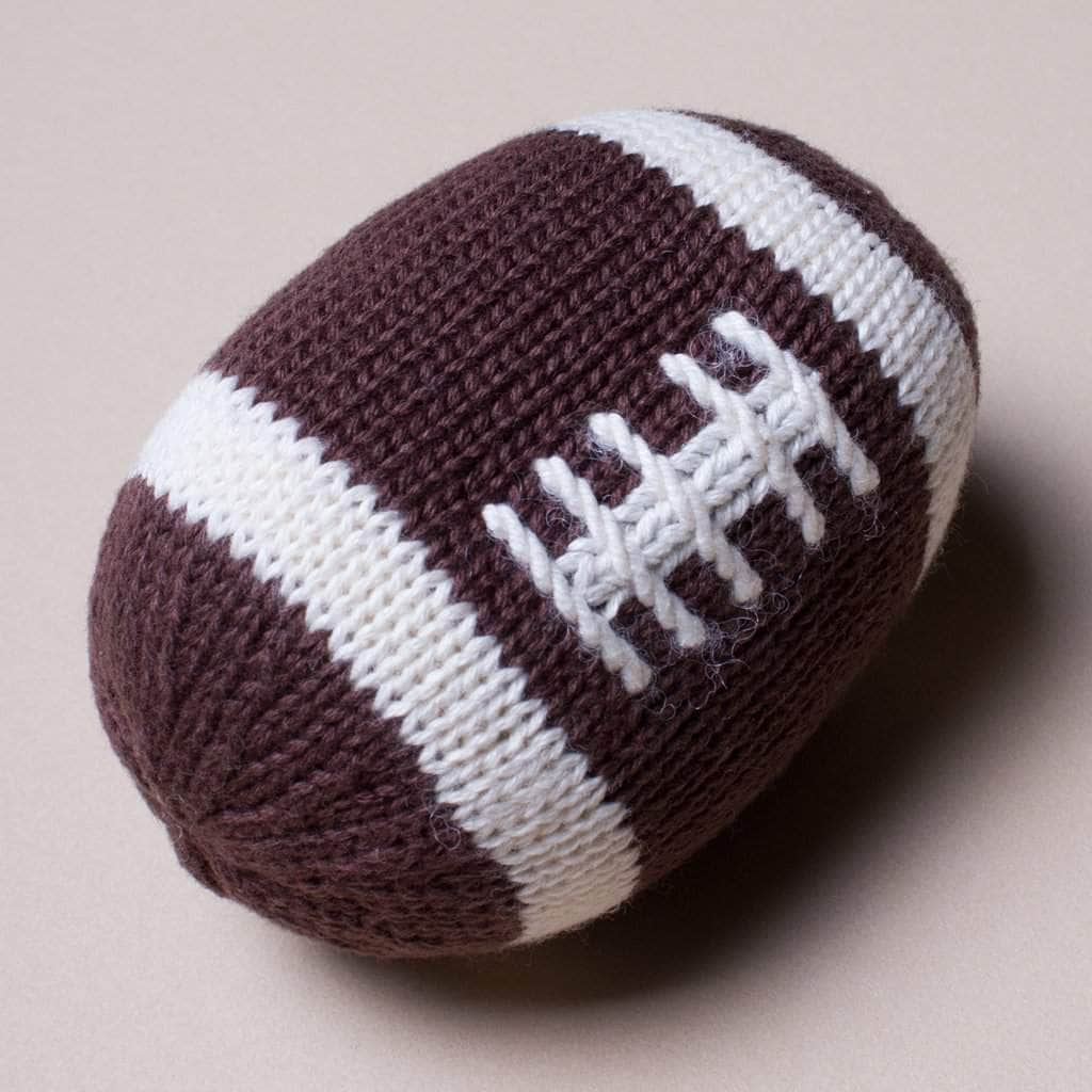 Organic Baby Gift Set - Handmade Newborn Rattles | Football & Baseball