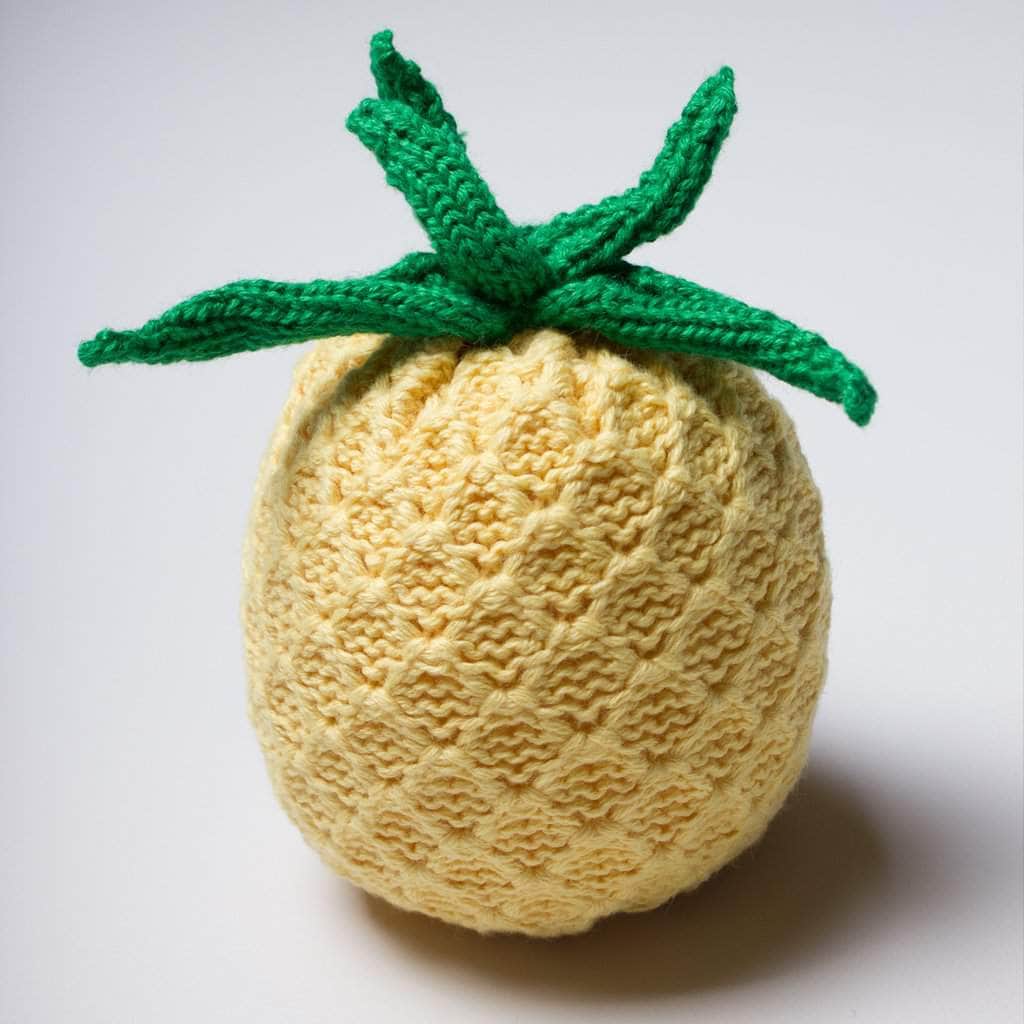 Organic Baby Gift Set - Handmade Newborn Romper, Bonnet Hat & Rattle Toy | Pineapple