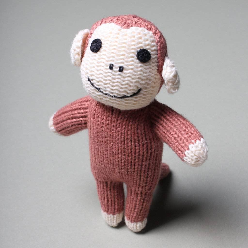 Organic Baby Gift Set - Handmade Newborn Romper, Lovey and Rattle Toy | Monkey