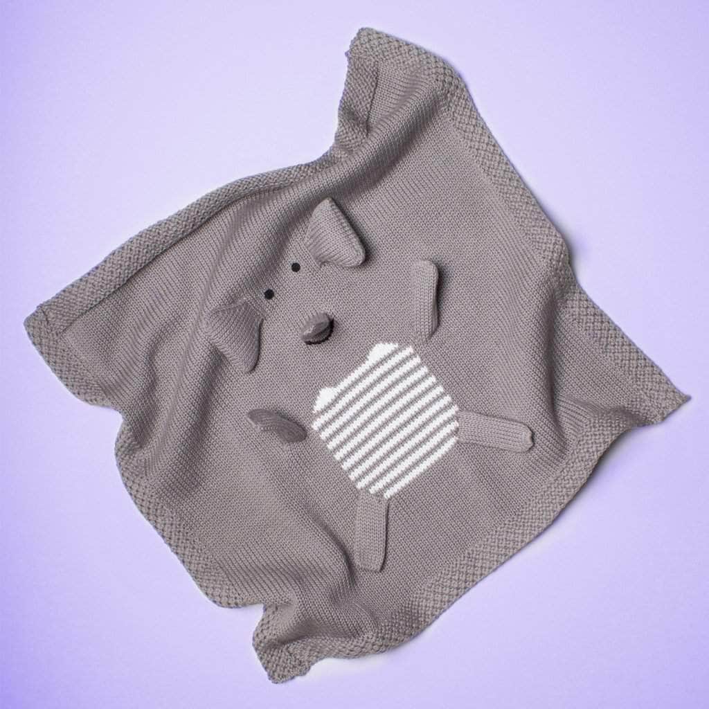 Organic Baby Gift Set - Newborn Rattle, Lovey Blanket & Hat | Elephant