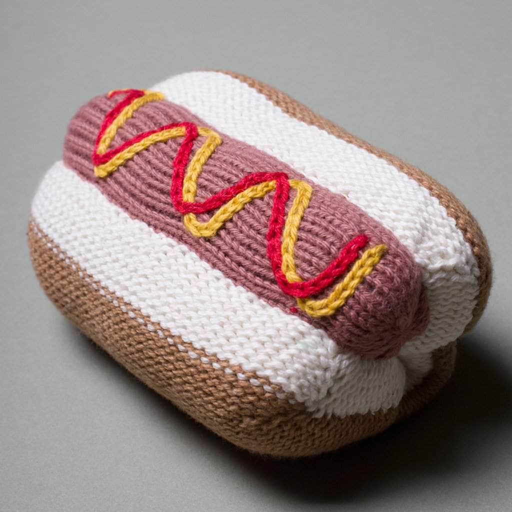 Organic Baby Gift Sets - Handmade Newborn Rattle Toys | Hotdog, Hamburger & Pretzel
