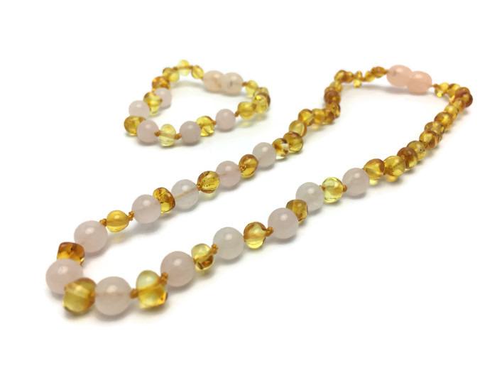 FAST Relief! Baltic Amber Teething Polished Lemon Pink Rose Quartz Anxiety