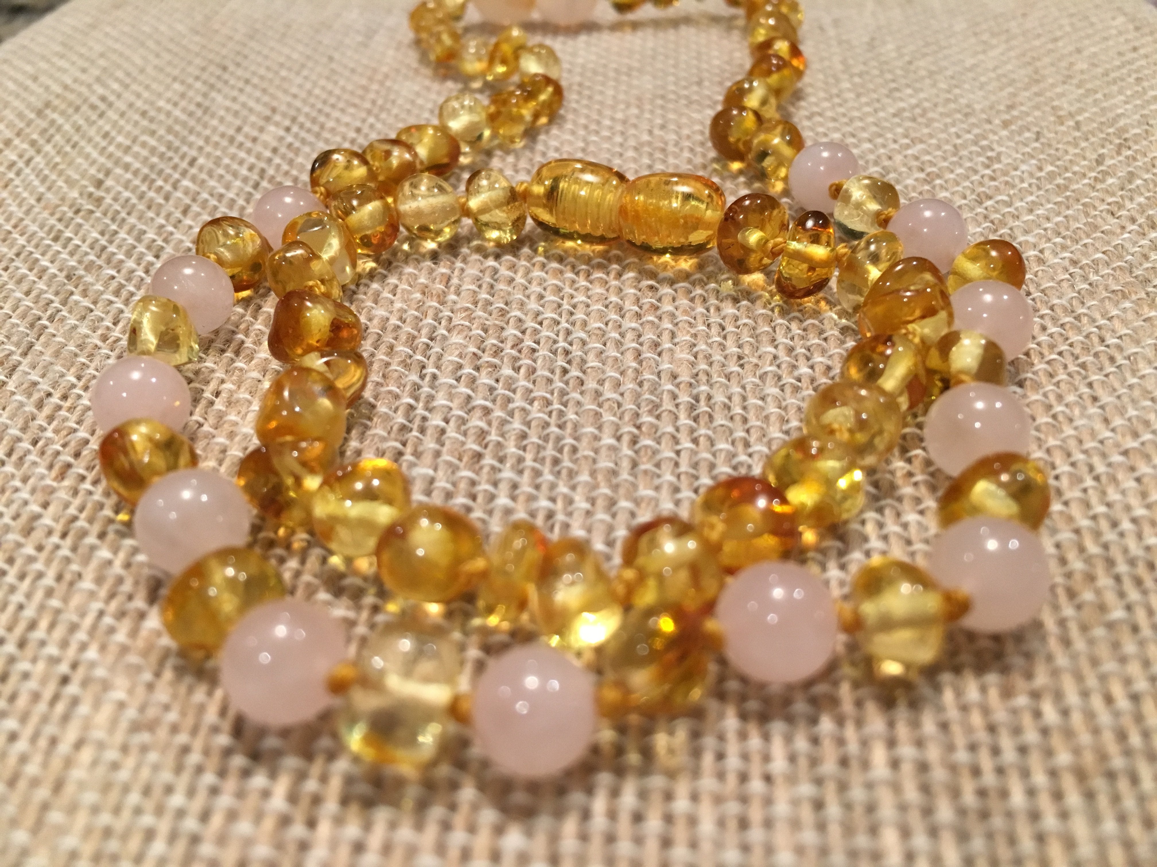 FAST Relief! Baltic Amber Teething Polished Lemon Pink Rose Quartz Anxiety