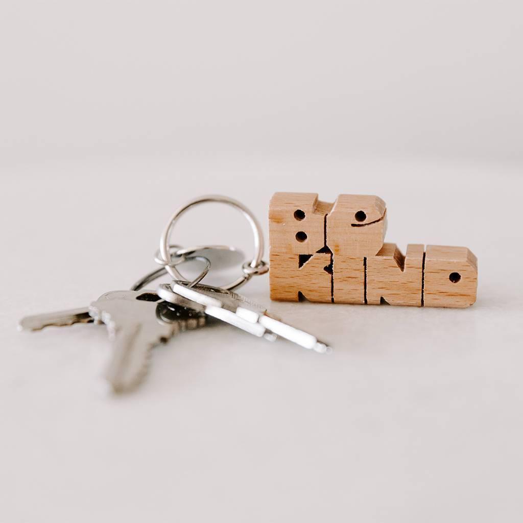 BE KIND Wood Keychain