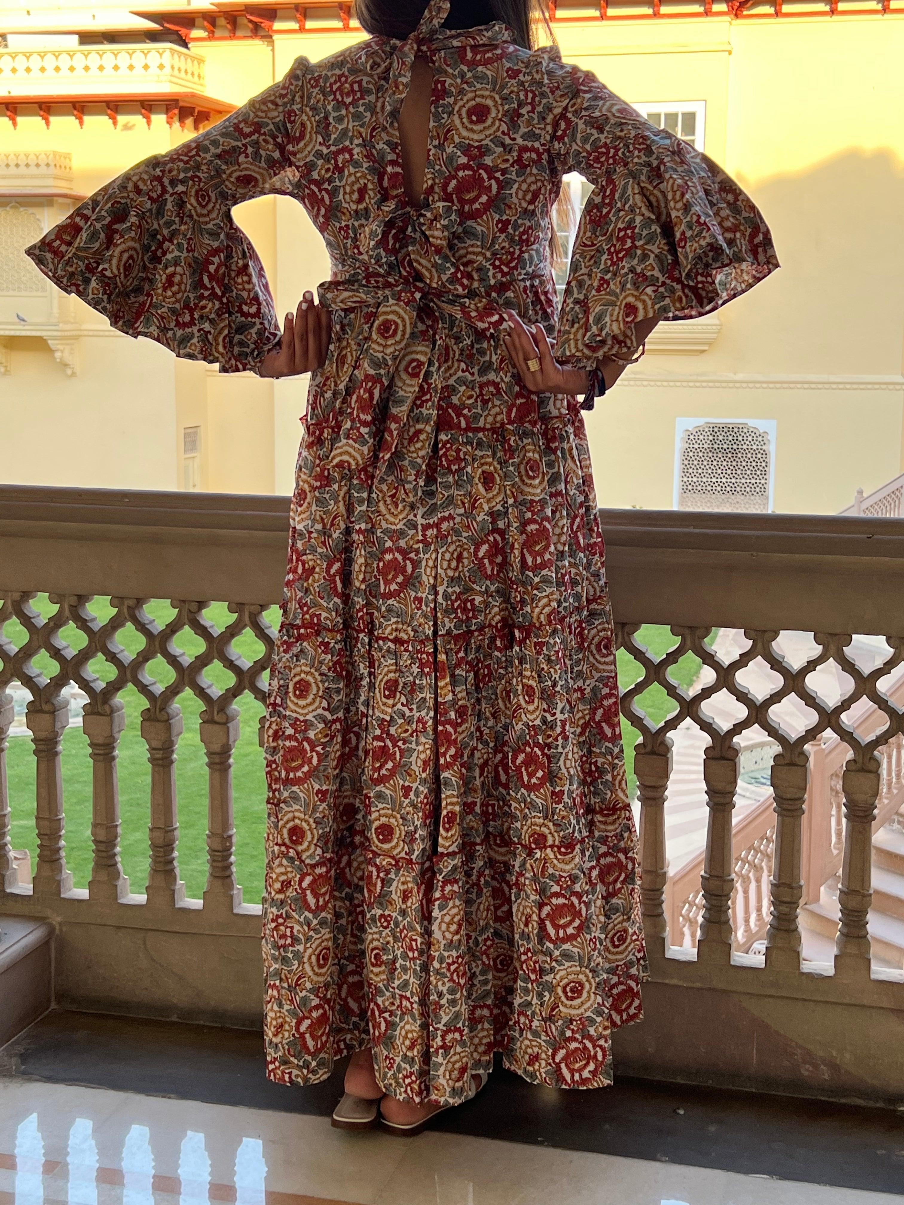 Block Printed Dress - Lucky Red Floral - Why and Whale