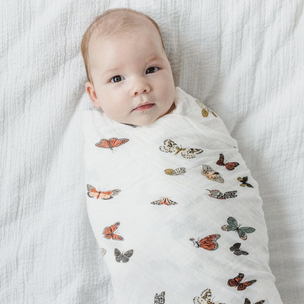 Butterfly Migration Cotton Muslin Swaddle - Why and Whale