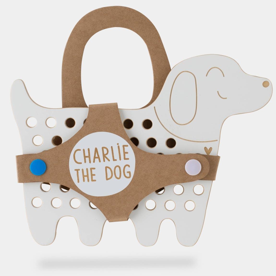 Charlie the Dog, wooden lacing toy, Montessori Toy - Why and Whale