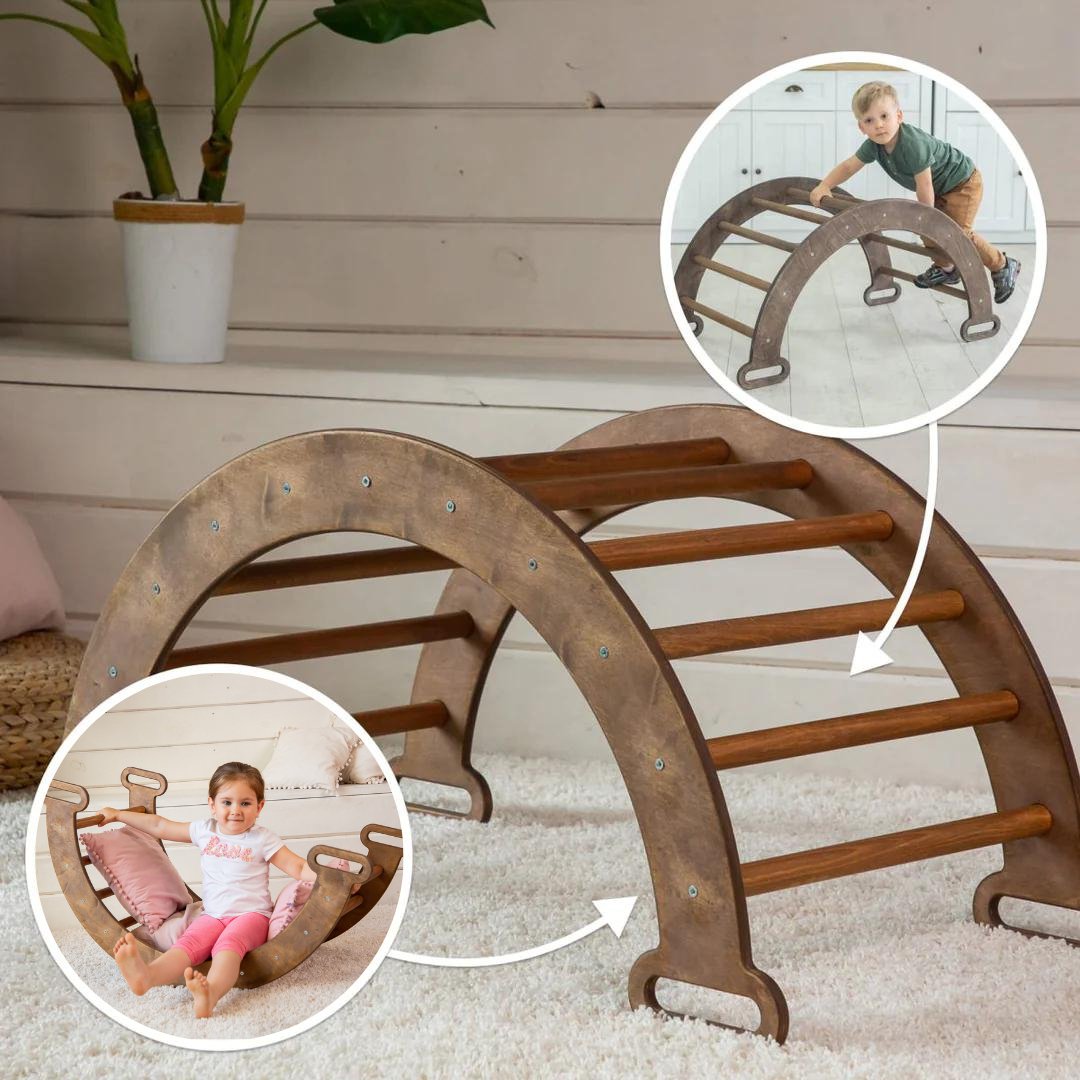 Climbing Arch Chocolate + Cushion - Montessori Climbers for Toddlers