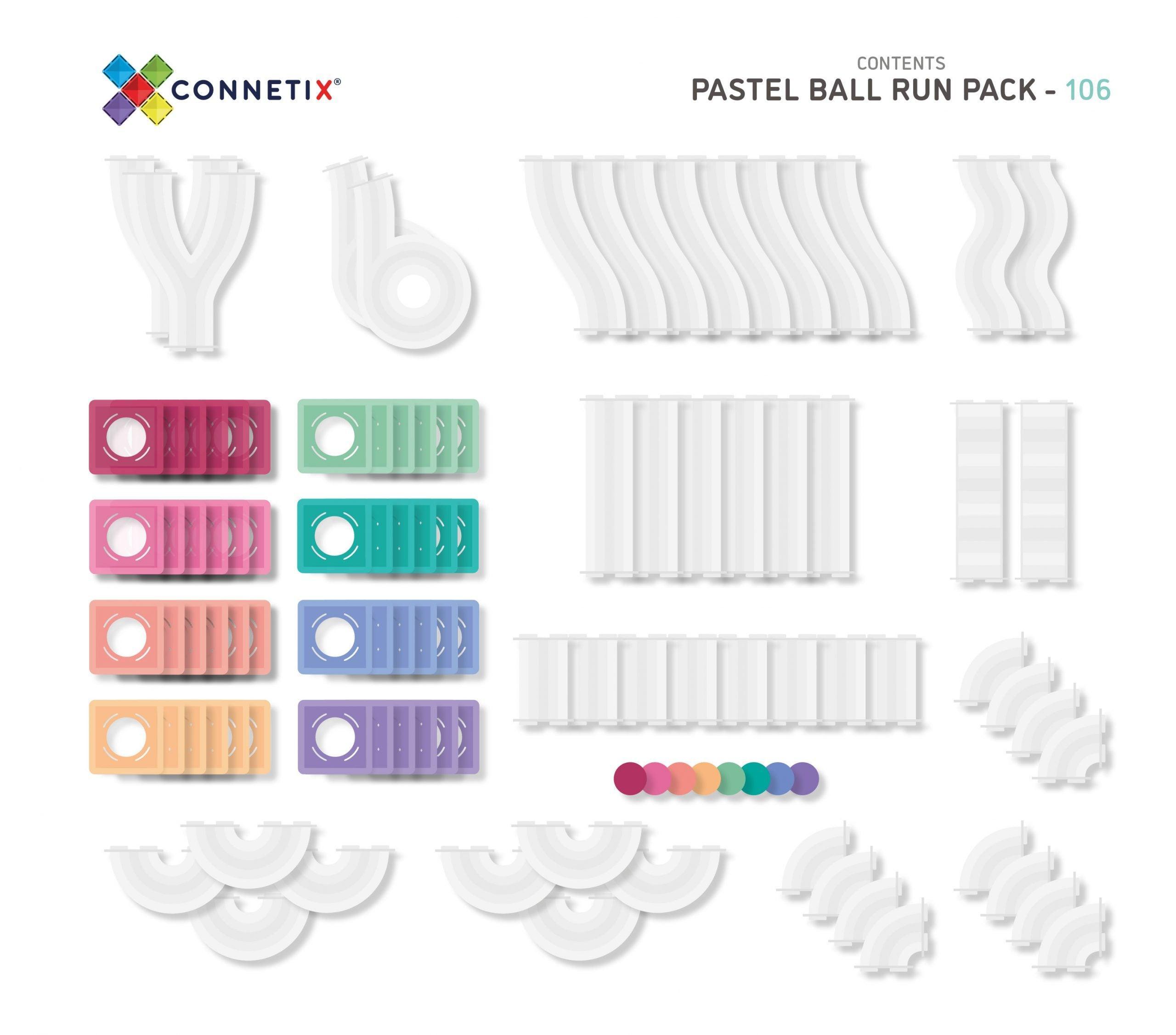 Connetix Tiles 106 Piece Pastel Ball Run Pack - Why and Whale