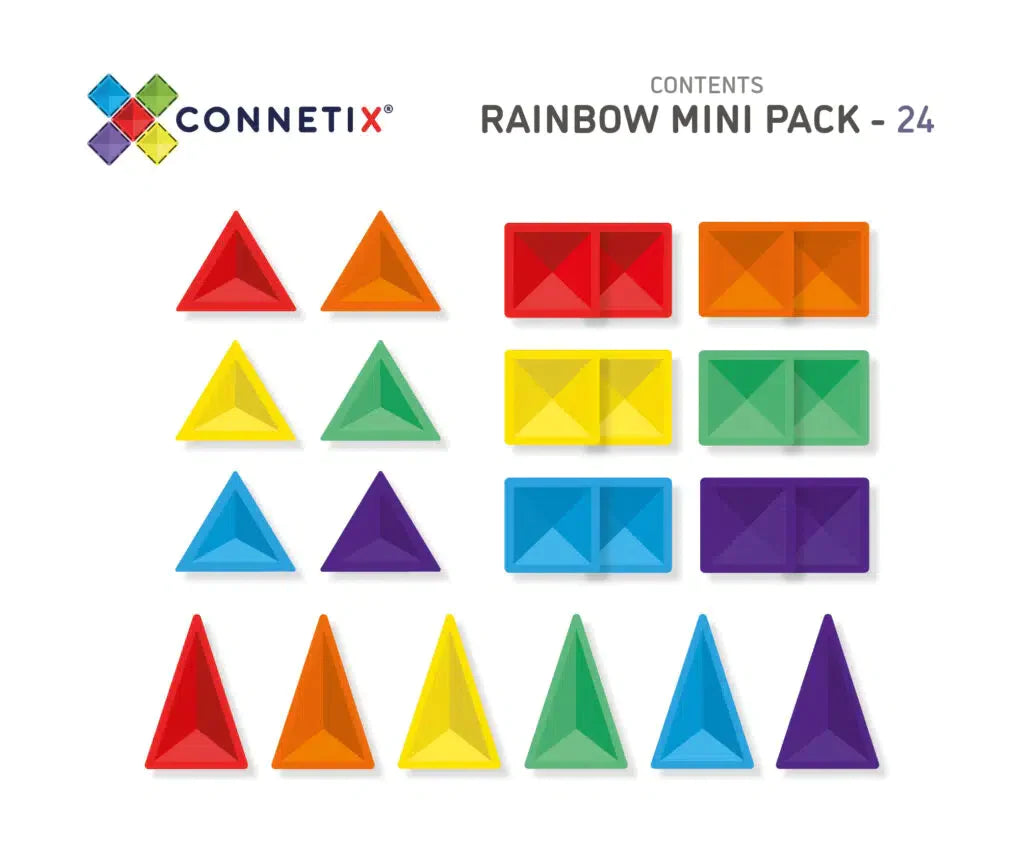 Connetix Tiles 24 Piece Rainbow Mini Pack - Why and Whale