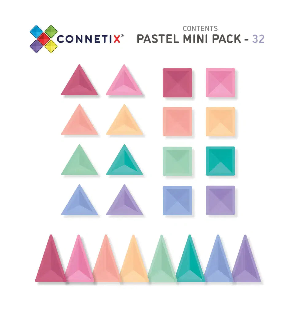 Connetix Tiles 32 Piece Pastel Mini Pack - Why and Whale