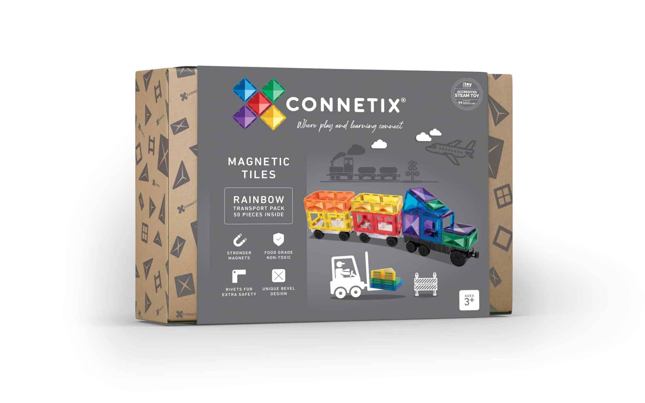 Connetix Tiles 50 Piece Rainbow Transport Pack - Why and Whale