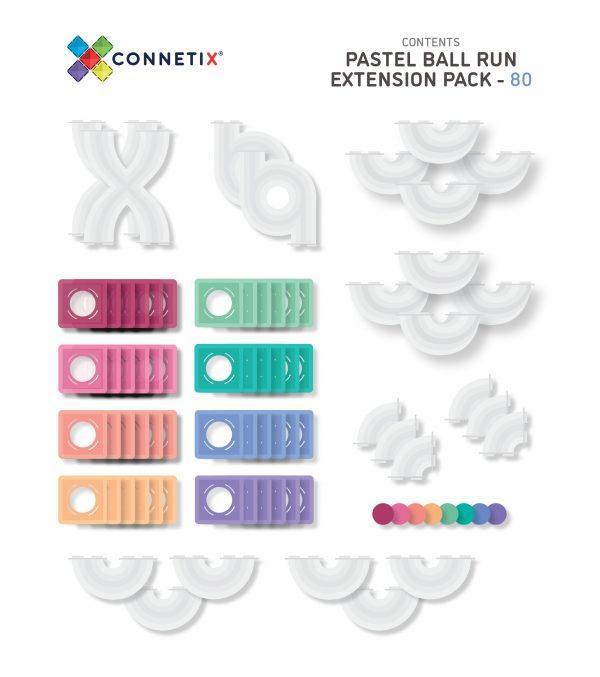 Connetix Tiles 80 Piece Pastel Ball Run Expansion Pack - Why and Whale