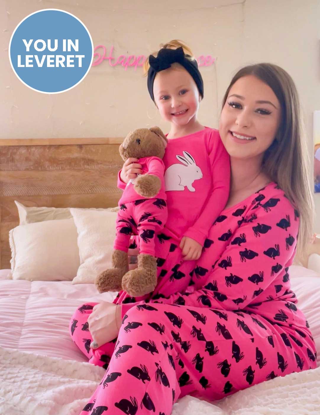 Hot Pink Bunny Rabbit Cotton Pajamas