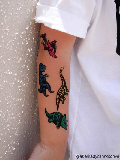 Dino Skeletons Tattoo - Set of 3 - Why and Whale