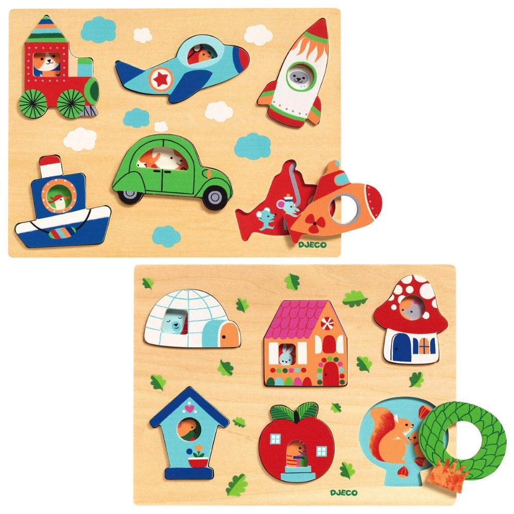 Djeco Colorful Wooden Puzzles - Why and Whale