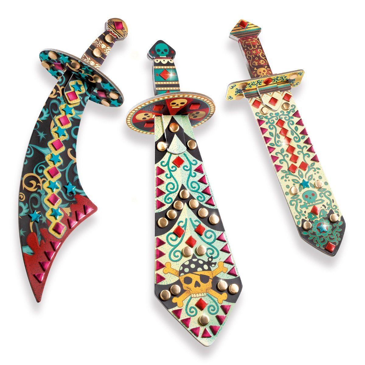 Djeco Do It Yourself - 3 Mosaic Swords to Decorate Like a Pirate - Why and Whale