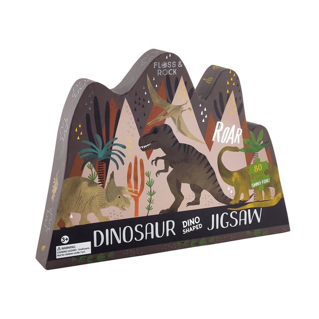 Floss & Rock Dino Shaped Jigsaw Puzzle Box, 80pc - Why and Whale