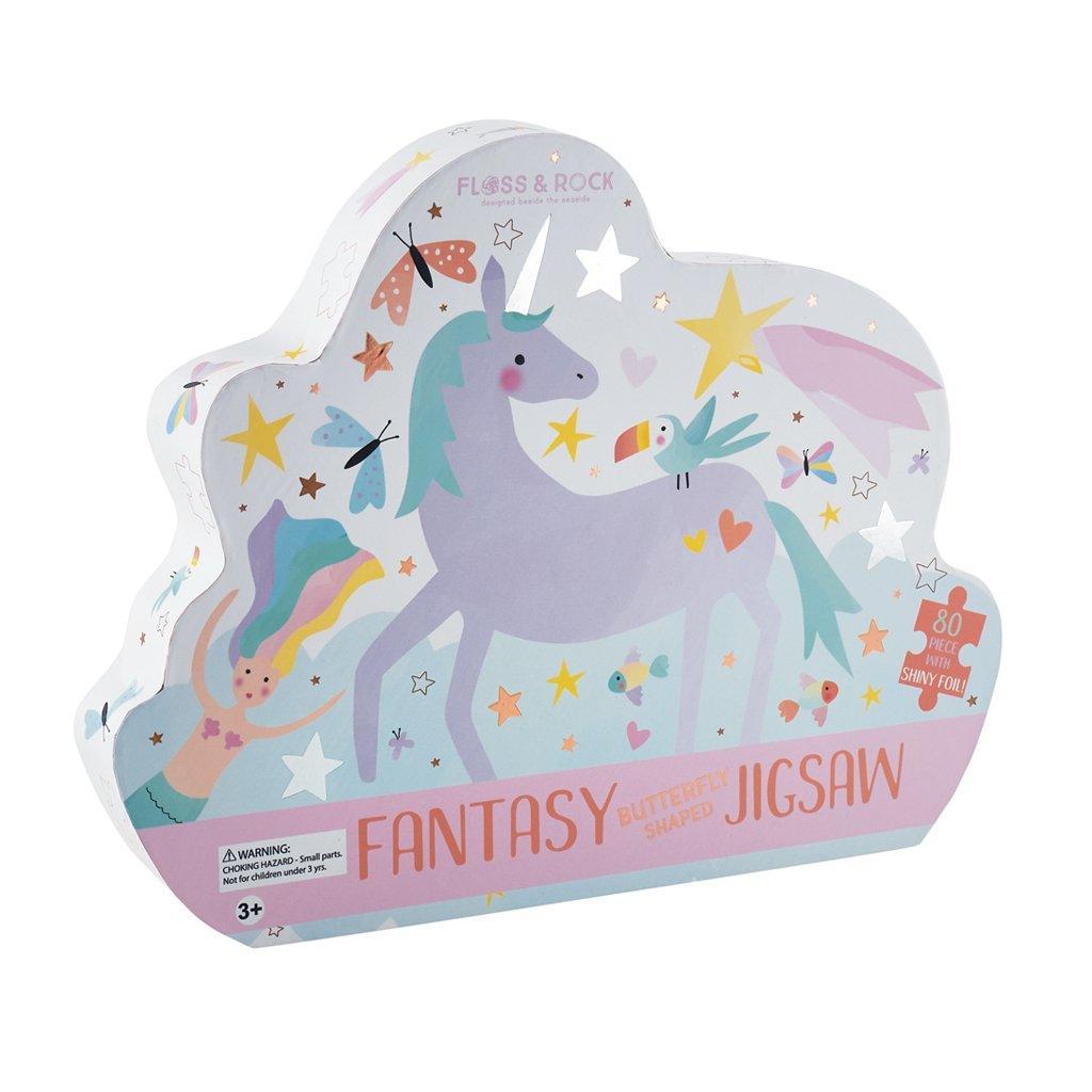 Floss & Rock Fantasy 80pc Butterfly Shaped Jigsaw Puzzle - Why and Whale