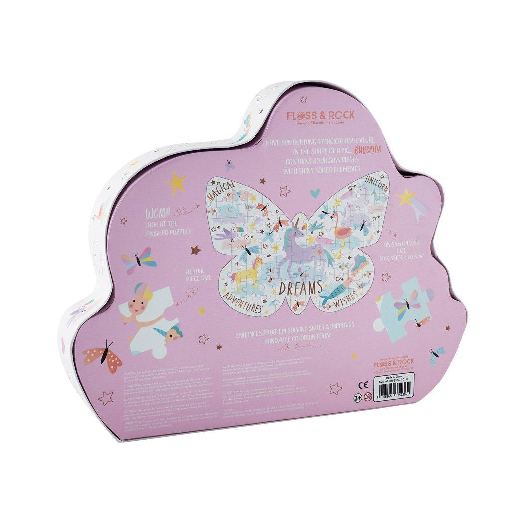 Floss & Rock Fantasy 80pc Butterfly Shaped Jigsaw Puzzle - Why and Whale