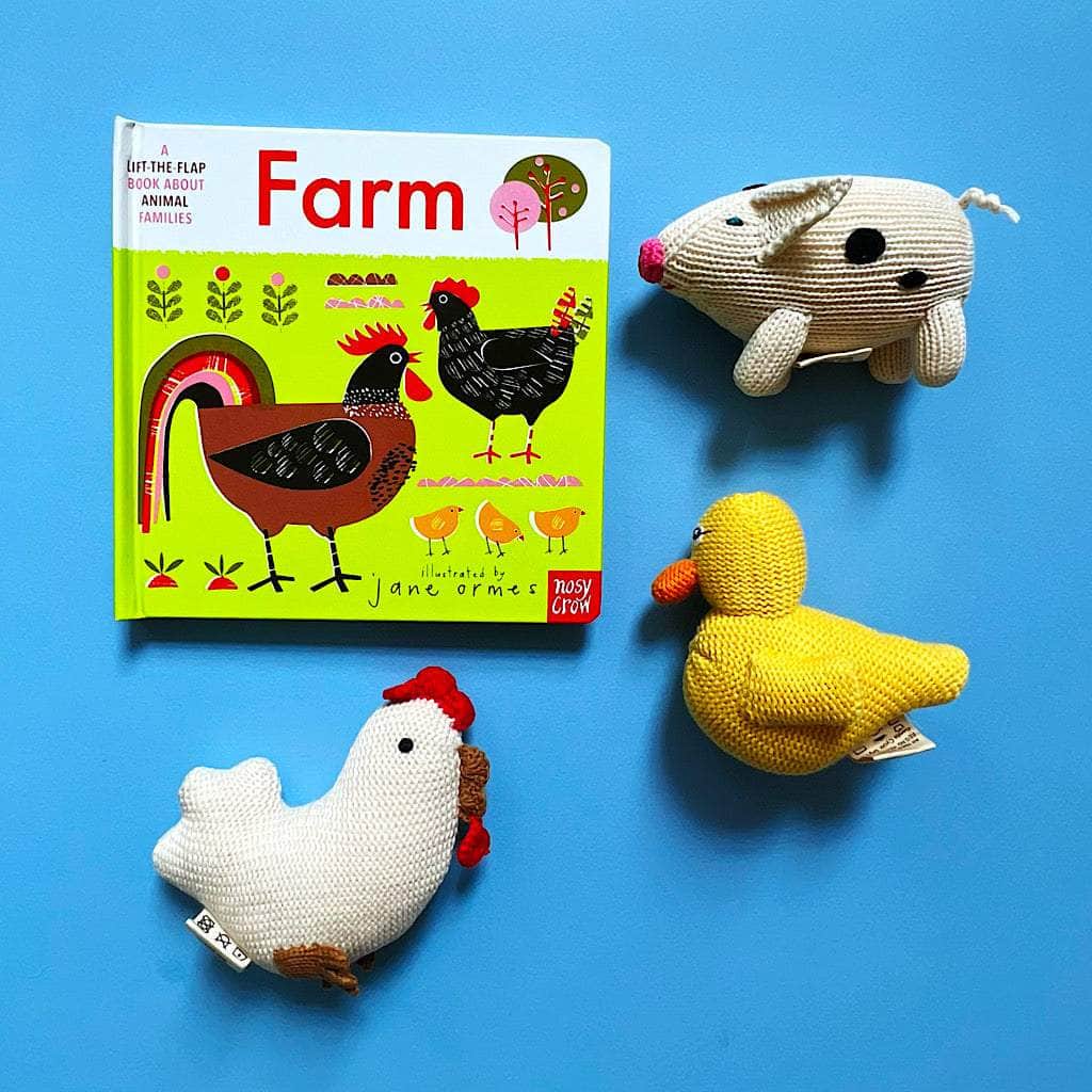 Farm Animals Baby Gift Set-Rattles & Board Book