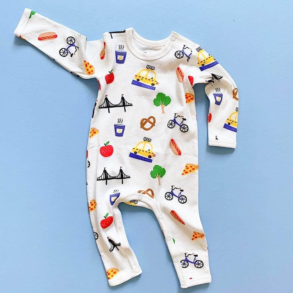Organic Baby Gift Set - New York Onesie & NYC Taxi Rattle Toy