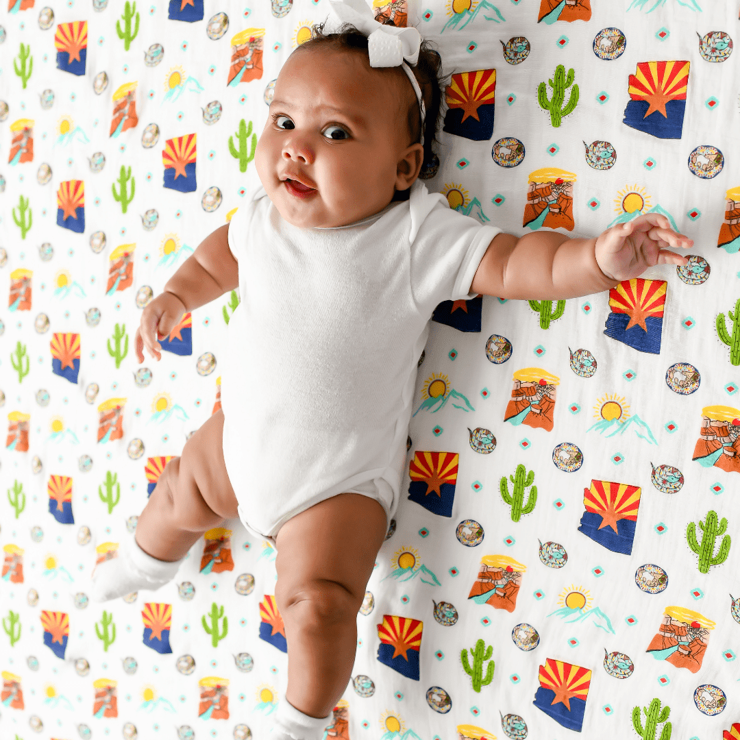GiftSet: Arizona Baby Muslin Swaddle Blanket and Burp Cloth/Bib Combo