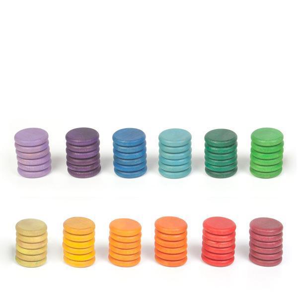 Grapat - 72 Wooden Coins in 12 Colors - Why and Whale
