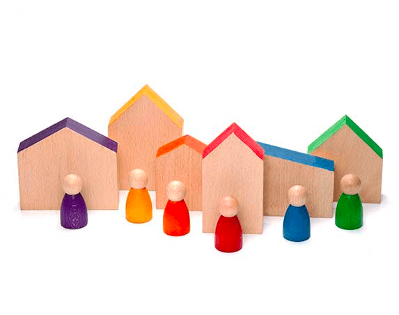 Grapat - Wooden Houses and Nins Peg People - Why and Whale