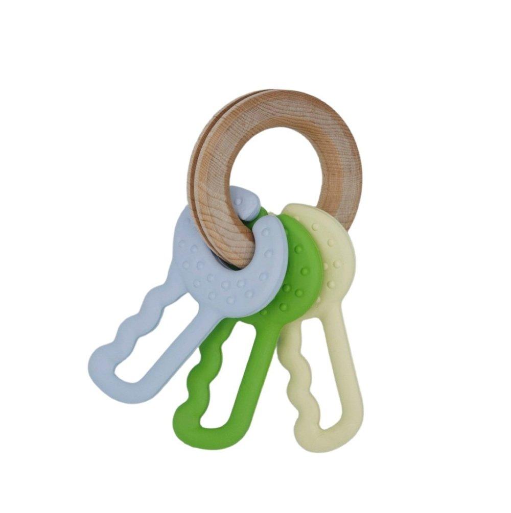 Green Keys Clutching & Teething Toy - Made in the USA - Why and Whale