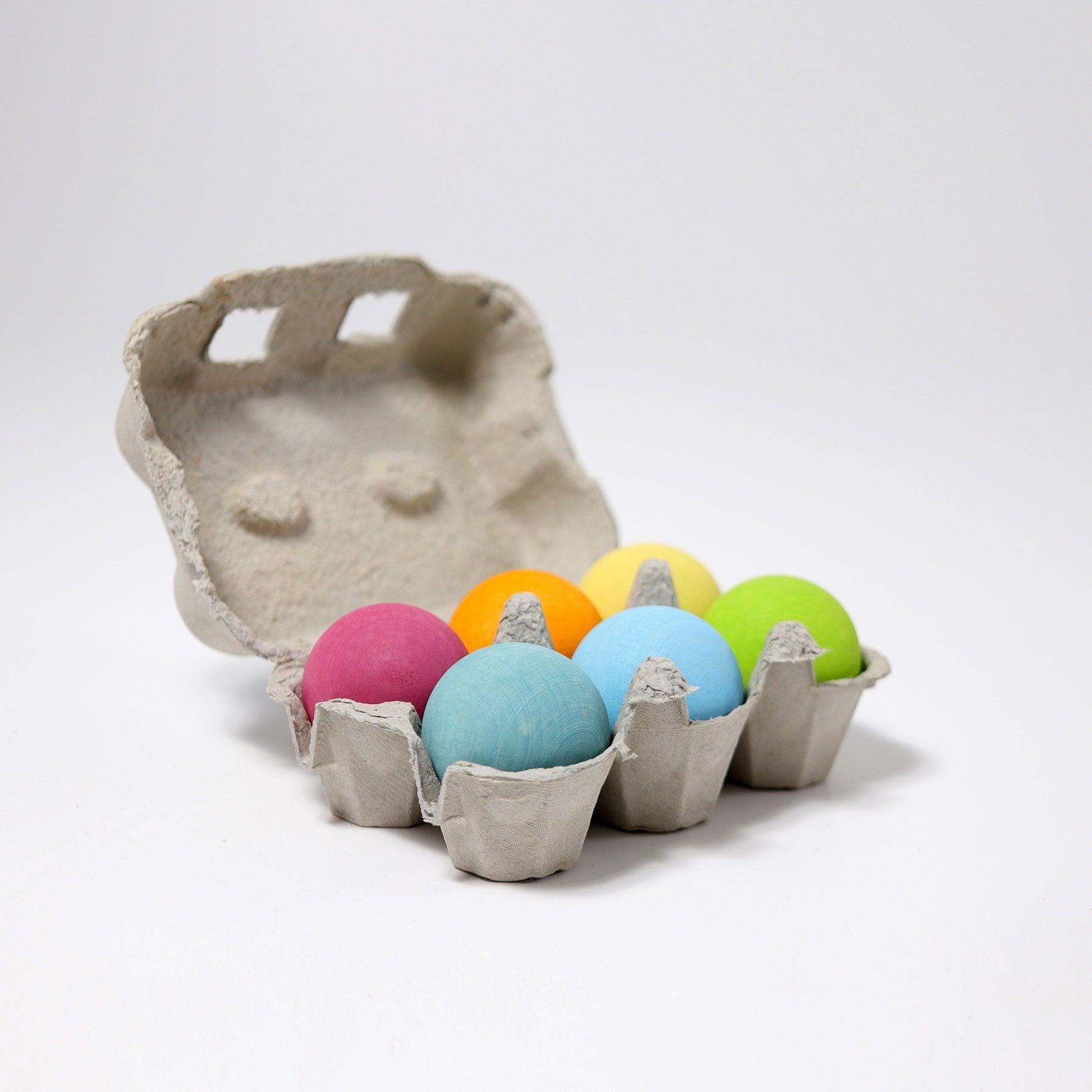 Grimm's Six Pastel Wooden Ball Set - Why and Whale