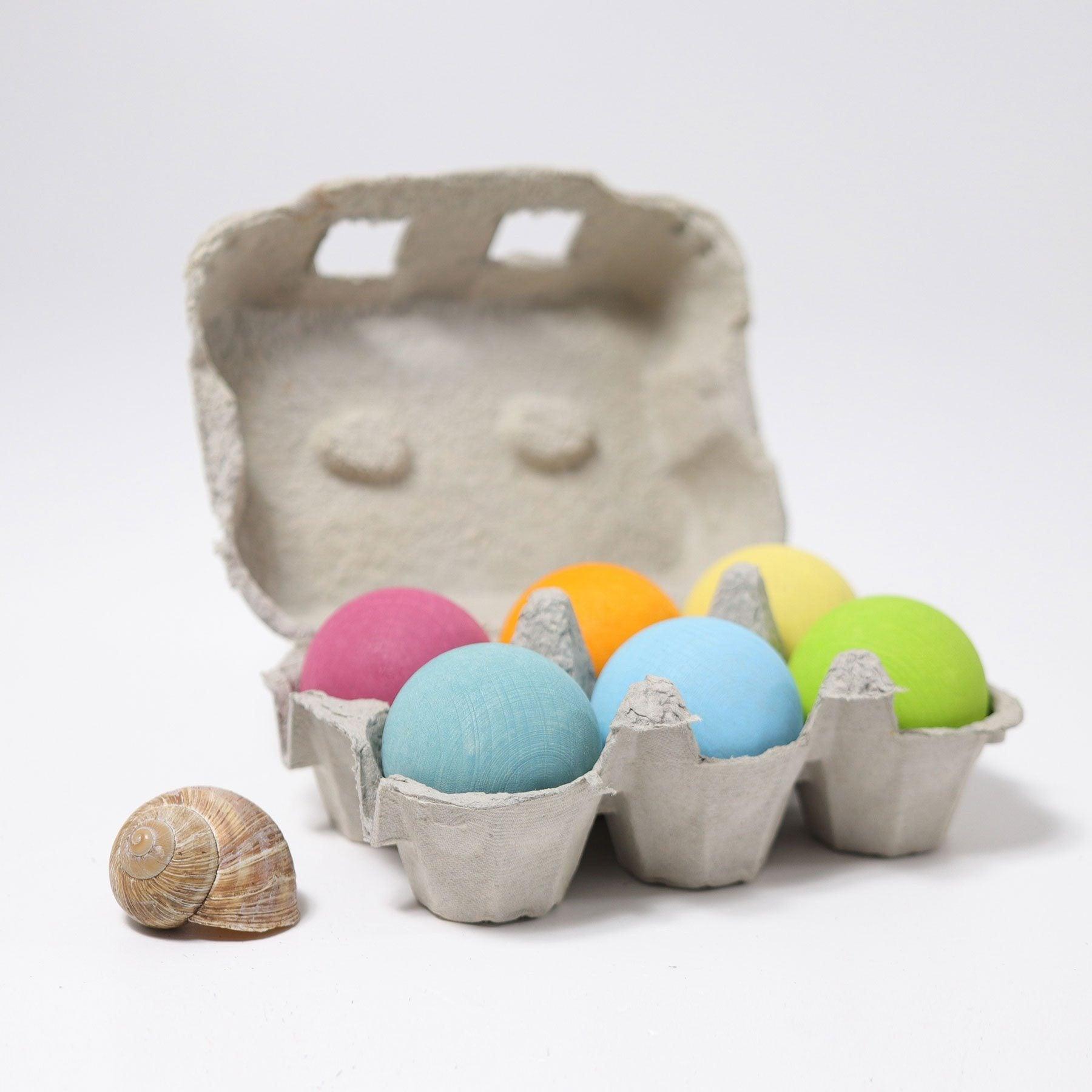 Grimm's Six Pastel Wooden Ball Set - Why and Whale