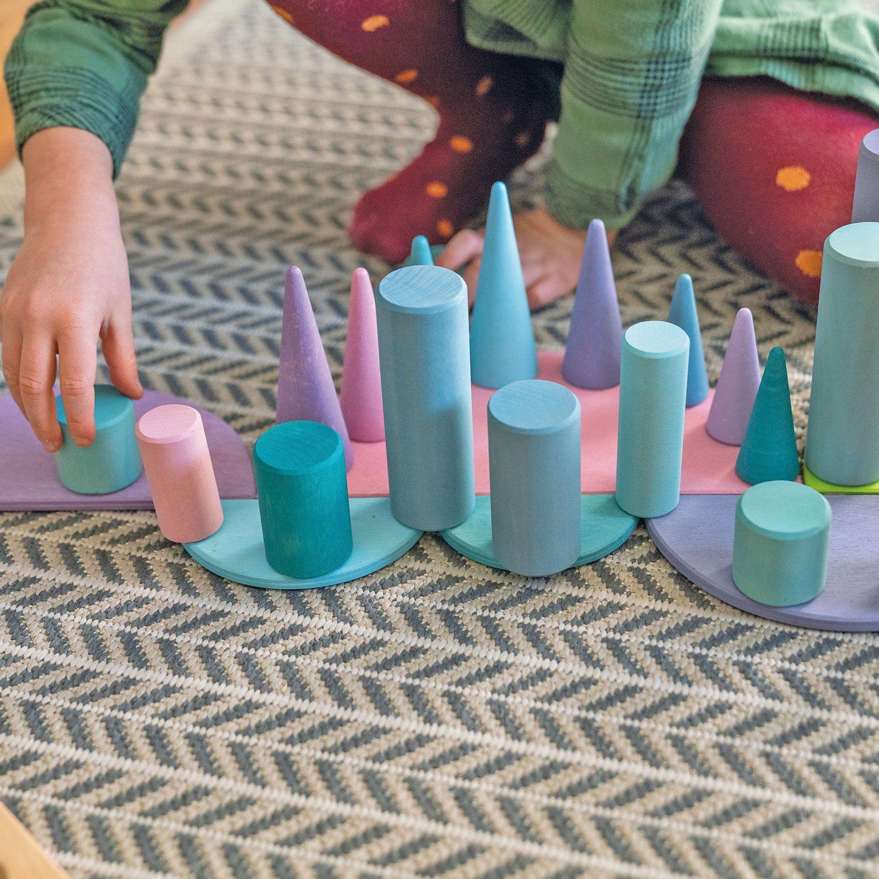 Grimm's Small Pastel Roller Stacking Game - Why and Whale