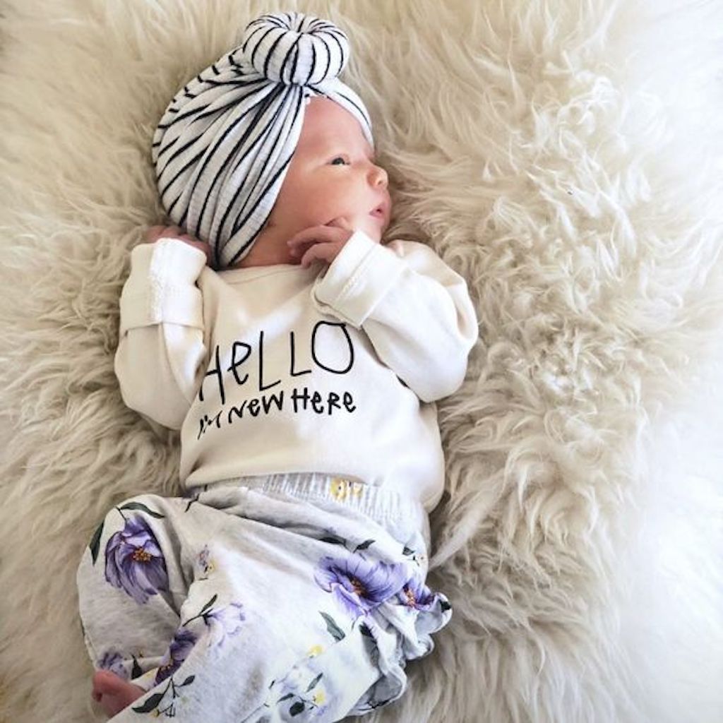 Baby Hello Im New Here Long-Sleeve Organic Cotton Bodysuit